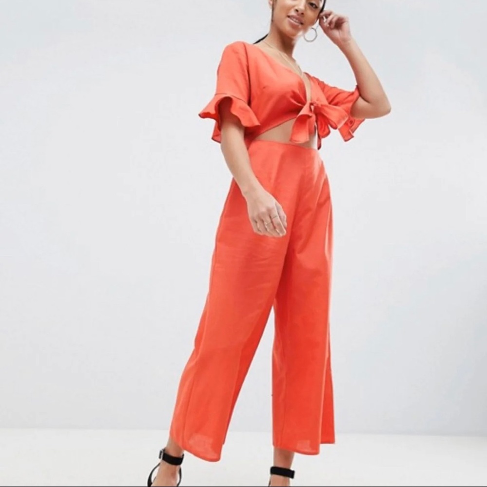 ASOS petite cut out linen jumpsuit